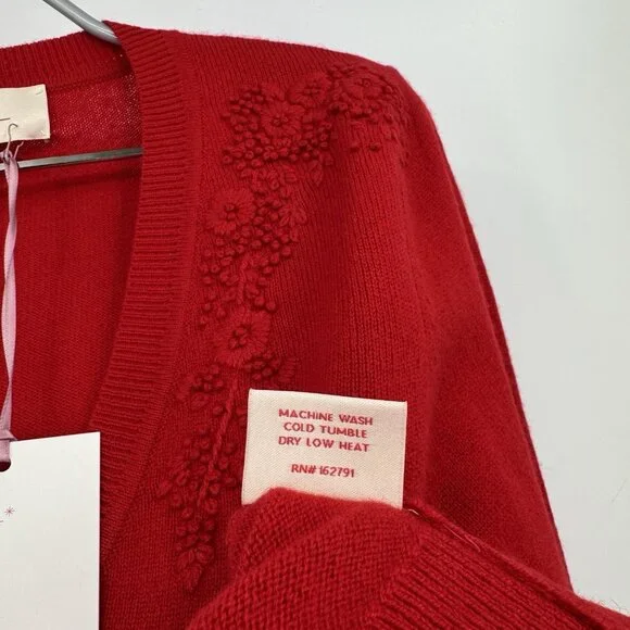 Kilte Collection 100% Washable Cashmere Celine V-Neck Sweater Cherry Red sz 2 M - Picture 7 of 8